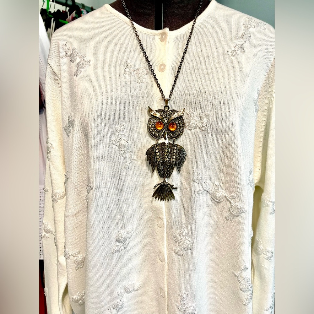 1960s/70s Vintage Owl Pendant Necklace - Picture 5 of 8